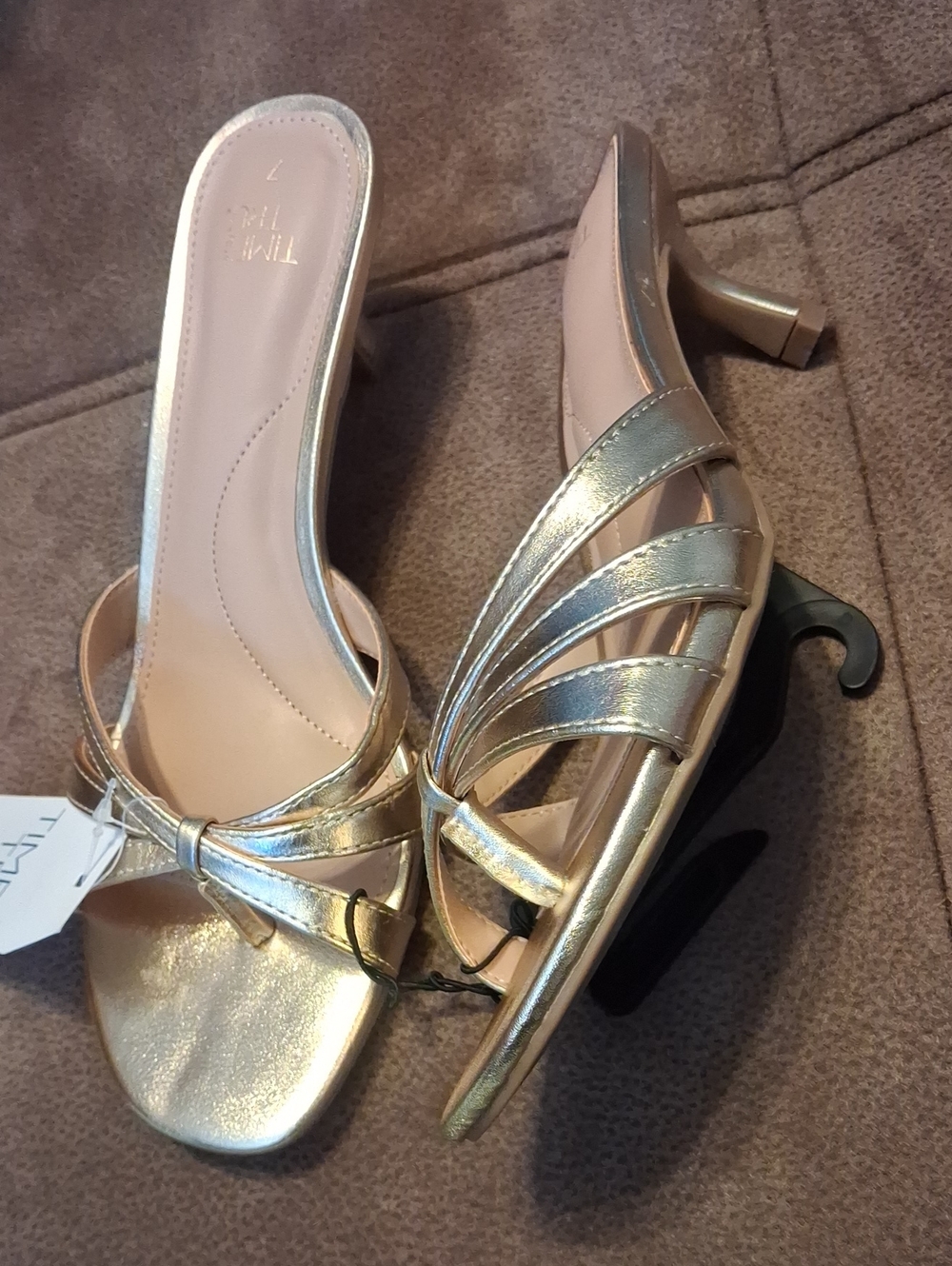 Time and Tru Gold Metallic Strappy Heeled Sandals